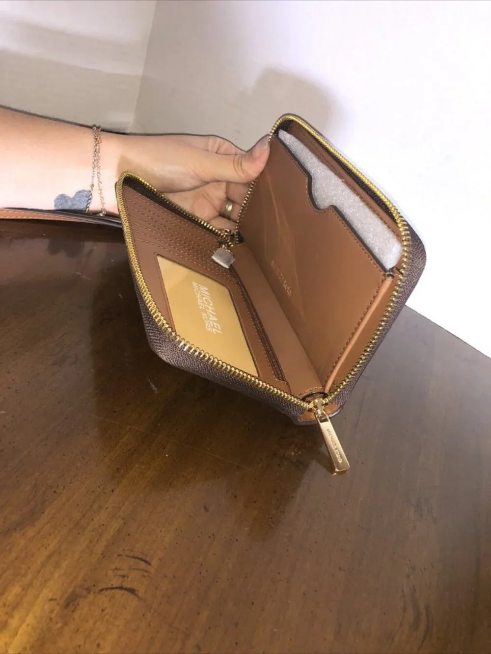 Michael Kors Jet Set Travel Wristlet Brown 7” x 4”